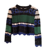 SEA New York Top 0 lace thick blue green crop Shirt street‎ wear Striped Photo 0