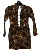 Cheetah Print Lace-Up Bodycon Mini Dress Photo 0