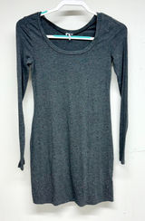 Splendid Long Sleeve Rhinestone Mini Grey Round Neck Dress Size XS‎ Photo 0