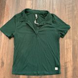 Vuori Ribbed Short Sleeve Polo Shirt Green Button Front Stretch Large L Active Photo 0