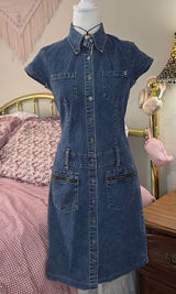 Y2K Tommy Hilfiger Classic Dark Blue Denim Shirt-Dress for Women Photo 0