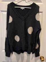 Madewell Womens XL Charcoal Gray Polka Dot Merino Wool Alpaca V-Neck Sweater Photo 0