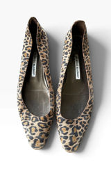 Manolo Blahnik Pointed Toe BB Flats 39.5 Brown Leopard Print Suede Luxury Y2K Photo 0