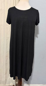 She & Sky Lounge‎ Midi Dress M Black Short Sleeve Scoop Neck A-Line T-Shirt Minimalist Photo 0