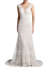 Women’s Bohemian Wedding Dress with Nude Lining Zip Up Back Size 2 NWT Photo 0