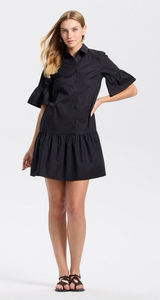 Universal Threads NWT Elbow Sleeve Poplin Mini Shirtdress Womens‎ Large Black Photo 0