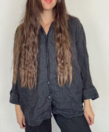 Lauren Ralph lauren black 100% linen button down top Photo 0