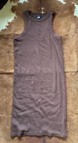 Old Navy brown tank knee length ribbed dress Size large tall No flaws Photo 0