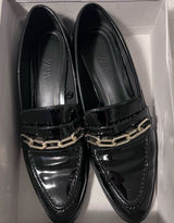 Zara Women’s Patent Chain Loafer Shoes Black Size 38 Photo 0