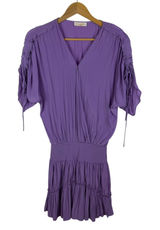 Ramy Brook‎ Purple Smocked Waist Tiered Mini Dress Medium Cocktail Party Flowy Photo 0