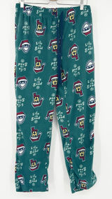 Life Is Good Womens Christmas Dog Santa Hat Fleece‎ Lounge Sleep Pajama Pants L Photo 0