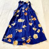 Lulus Floral Halter Shift Dress Womens Size S Blue Yellow Mini‎ Summer DD2546 Photo 0