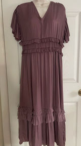 bohme Ruffled V-Neck‎ Maxi Dress in dark mauve Photo 0