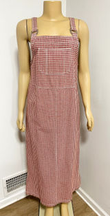 Mountain Lake Casuals Red Gingham Cotton Pinafore Overall Dress Womens Medium Photo 0