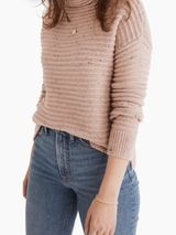 Madewell Oversized Pink Belmont Donegal Wool Blend Mock Sweater - Size - Small Photo 0