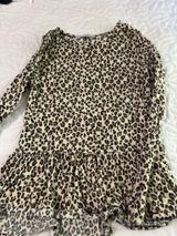 Cheetah print long sleeve peplum blouse Multiple Size XS Photo 0