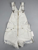 Free People We The Free Off White Zip Front Denim Shortalls Size 0 NWT Photo 0