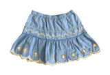 LoveShackFancy Cava Mini Skirt Hydrangea Blue Embroidered Linen Medium Photo 0
