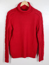 Lauren Ralph Lauren Red Cable Knit Turtleneck Sweater‎ Women's Size L Cotton Photo 0