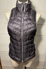 Tangerine Puffer Vest Duck Down Lightweight Women's Small S Gray Grey Running Hiking Zip Photo 0