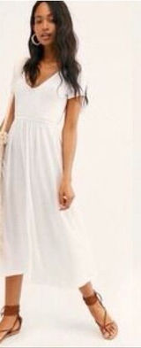Beach Break White Dress XL Open Cutout Back Casual Beach Midi Coastal Cottage Photo 0