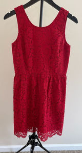 LOFT‎ Red Lace Sleeveless Mini Dress-4P Photo 0