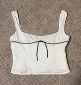 Peppermayo White Square-Neck Crop Camisole with Black Trim Photo 0