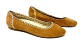 Jack Rogers Ellie Suede II Oak Tan Brown Whip Stitch Detail Ballerina Flats 7.5 Photo 0
