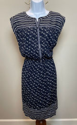 LOFT Outlet L NWT Navy Stripe Floral Shirt Dress Tie Waist Photo 0