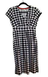 Boden Dress Short Sleeve Knee Length Navy Blue White Surplice Neck US 6/UK‎ 10 Photo 0