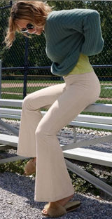 Aerie Groove-On Rib Velour Flare Pants in Soft Oat Photo 0