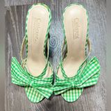 Catherine Vintage Women's Malandrino Green and White Gingham High Heels‎ Size 6 Photo 0