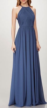 THEIA Allison Backless High Neck Bridesmaid‎ Dress in Denim Slate Blue Sz 10 Photo 0