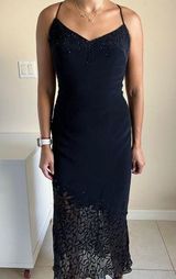 Cache Black Lace Beaded Crisscross Back Evening Formal Mermaid Dress Size 2 Photo 0
