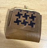 Vtg Princess Gardner Kiss Lock Leather Argyle Brown 3.5 In Wallet Bi Fold Coin Photo 0