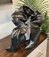 Women’s Black Over-the-Knee Slouchy Leather Boots Photo 0