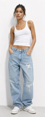 Levi’s Womens 94 Baggy Jeans 27 Light Wash Distressed Wide Leg Y2K Skater Denim Photo 0