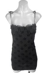 Urban Outfitters Motel Black Sleeveless Floral Jacquard Ruffle Cami Tank Mini Bodycon Dress XS Photo 0