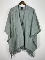 Fraas Gray‎ Fringe Shawl Wrap Poncho Minimalist Old Money Quiet Luxury Layer Photo 0