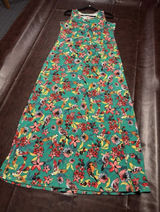 LuLaRoe Dani Maxi Tank Dress Green Birds Tropical Floral Large Stretch Photo 0
