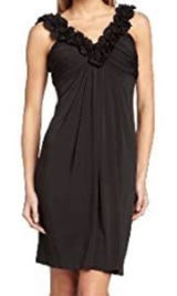 Maggy London Dress Cocktail Party‎ Career Black Dress Size 14 Zip Lined Ruffle Photo 0