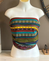 Colorful Strapless Knit Top Green Size L Photo 0