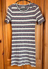 Madewell Lawton Stripe Rib Knit Sheath Mini Dress Medium M Button Shoulder Photo 0