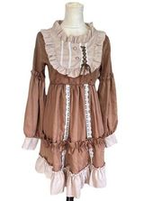 Vintage Princess Lolita A-Line Dress Fairy Balloon Sleeve Pearls Party Costume S Photo 0