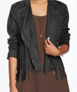 Love Riche Black Faux Suede Fringe Jacket Western Boho Photo 0