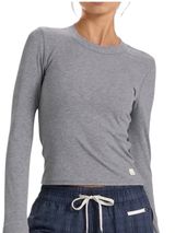 NEW Vuori Women’s Long Sleeve Ribbed Mudra Fitted Tee Top Gray Size XL Photo 0