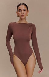 Meshki NEW Cheyenne Long Sleeve‎ Plunge Back Bodysuit Bodycone Small Photo 0