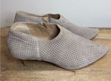Franco Sarto Taupe Suede Perforated Pointed Toe Kitten Heel Booties 6.5 Photo 0