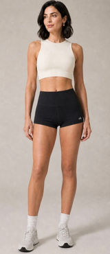 Alo Yoga Goddess Ribbed High-Waist Hot Shorts Black XS 2" Inseam Photo 0