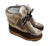 Vintage Snowland Faux Fur‎ Wedge Rubber Heal Lace Up Retro Women's 6 Photo 0